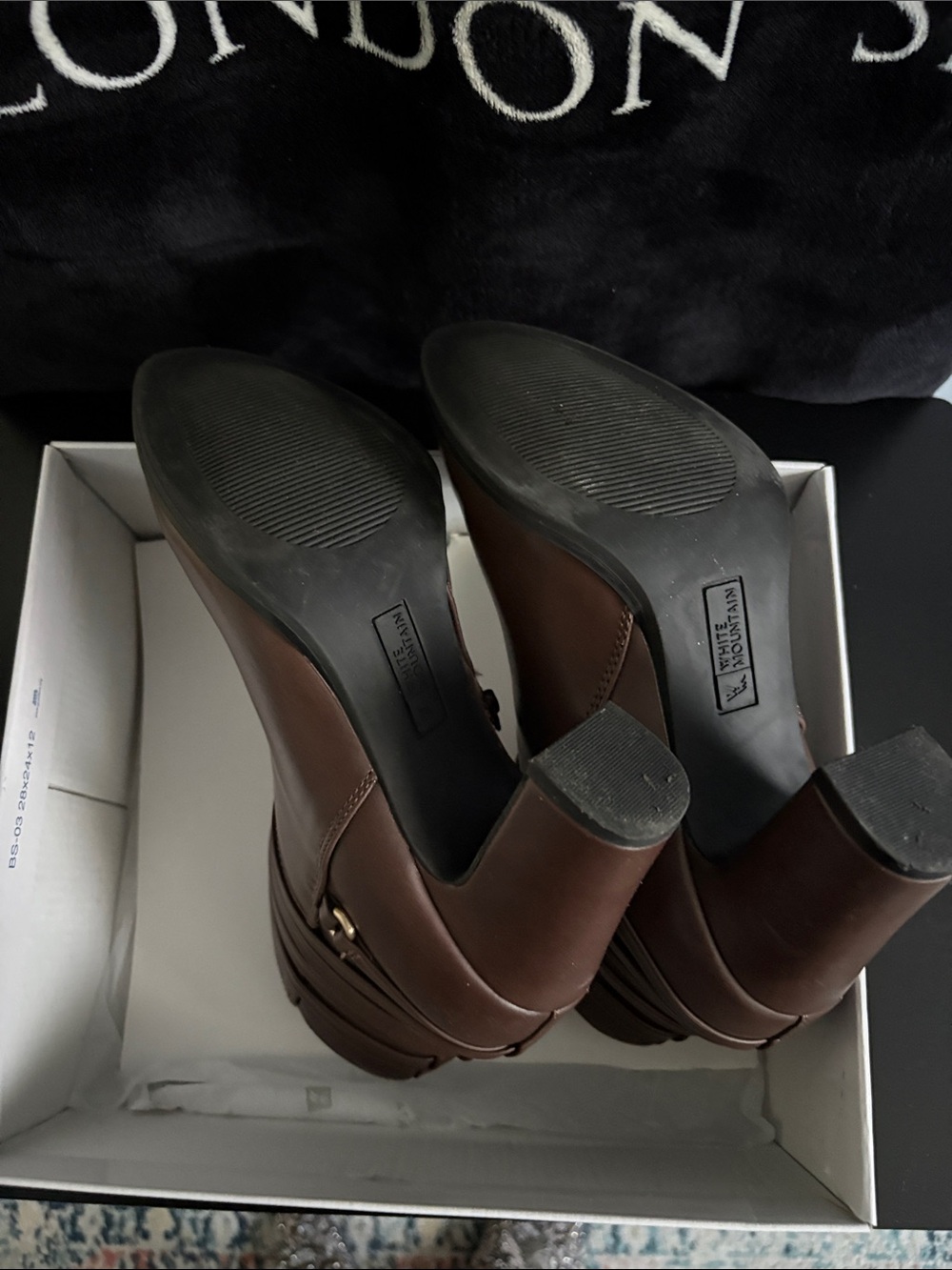 White Mountain Brown Leather Ankle Booties with Ruched Shaft - Picture 6 of 6